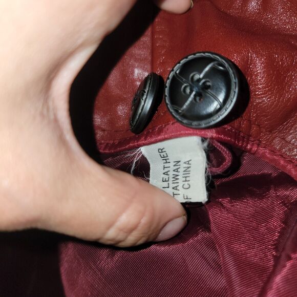 Oxblood Red Genuine Leather Jacket Long Women's Size M/L Button 3/4 Sleeve Chic - Picture 10 of 12